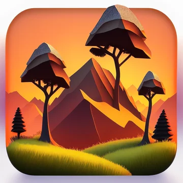 Colorful mountain sunset app icon