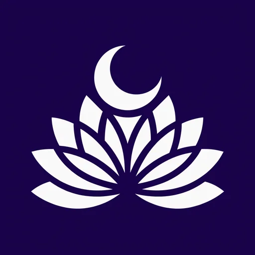 Crescent moon over a lotus app icon made with Appicons.ai