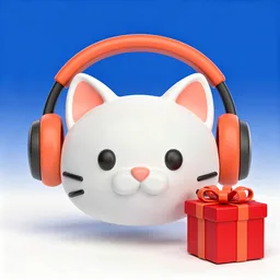 Cat with headphones icon, Boxing Day sales edition