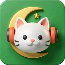 Cat with headphones icon, Eid al-Fitr edition