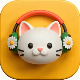 Cat with headphones icon, Enkutatash (Ethiopian New Year) edition