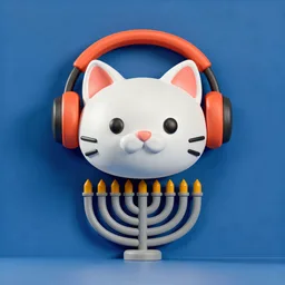 Cat with headphones icon, Hanukkah edition