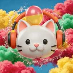 Cat with headphones icon, Holi edition