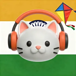Cat with headphones icon, Independence Day (India) edition
