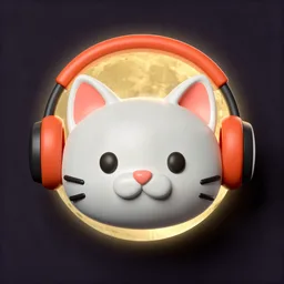 Cat with headphones icon, Mid-Autumn Festival & Chuseok edition