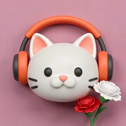 Cat with headphones icon, Mother’s Day edition