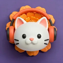 Cat with headphones icon, Día de Muertos edition
