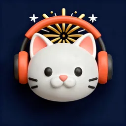 Cat with headphones icon, New Year edition