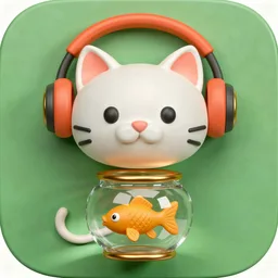 Cat with headphones icon, Nowruz (Persian New Year) edition