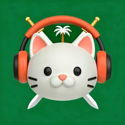 Cat with headphones icon, Saudi National Day edition