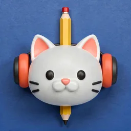 Cat with headphones icon, Back to school edition