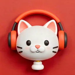 Cat with headphones icon, Shōgatsu (Japanese New Year) edition