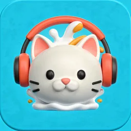 Cat with headphones icon, Songkran edition